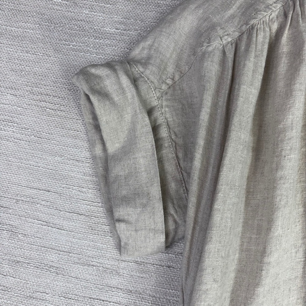 J.Crew Relaxed Linen Shirt Dress Oatmeal Beige Short Sleeve Pockets XS - Picture 7 of 9